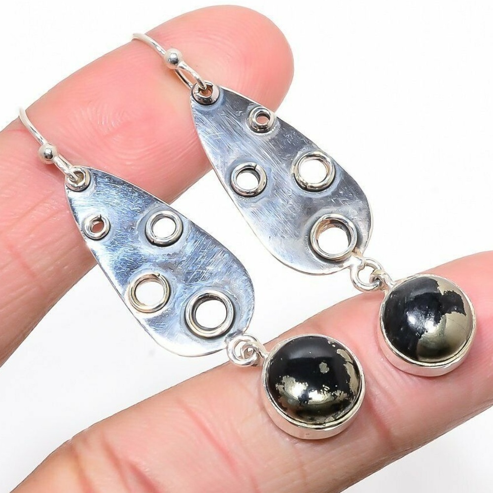 ✨Pyrite in Magnetite Dangle Earrings✨